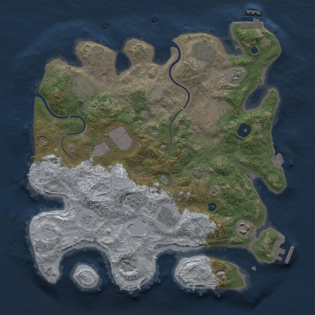 Rust Map: Procedural Map, Size: 3500, Seed: 101004331, 13 Monuments