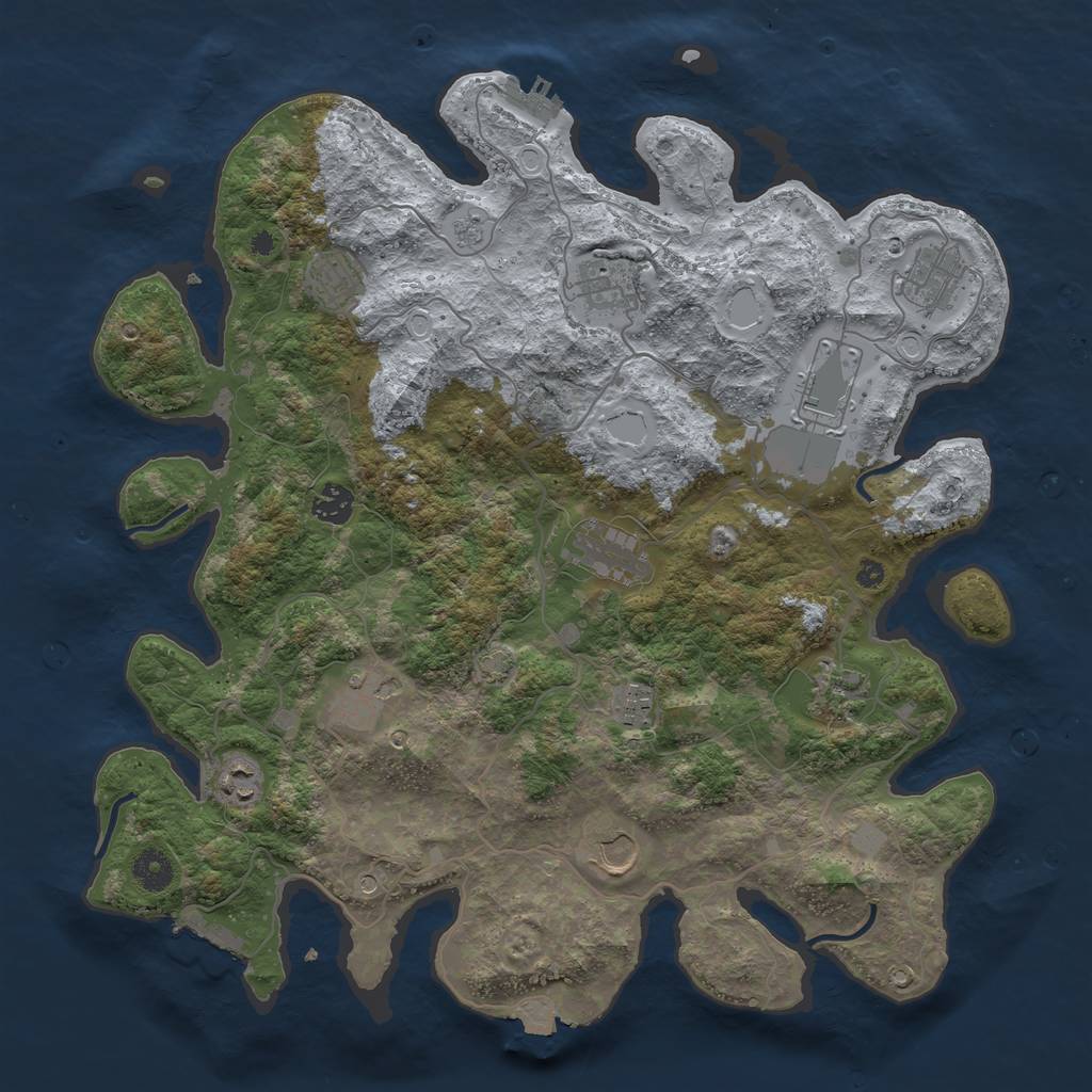 Rust Map: Procedural Map, Size: 4000, Seed: 1464916489, 19 Monuments