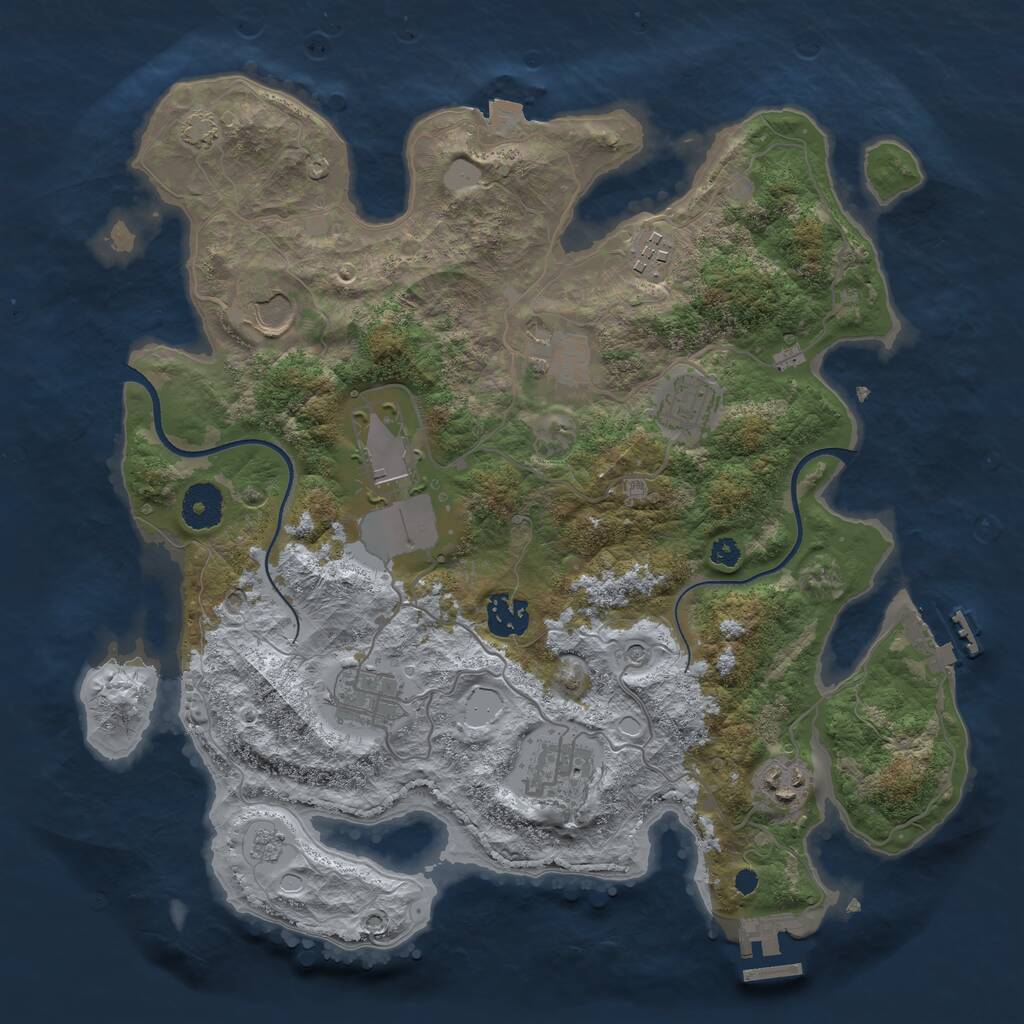 Rust Map: Procedural Map, Size: 3500, Seed: 1227255231, 15 Monuments