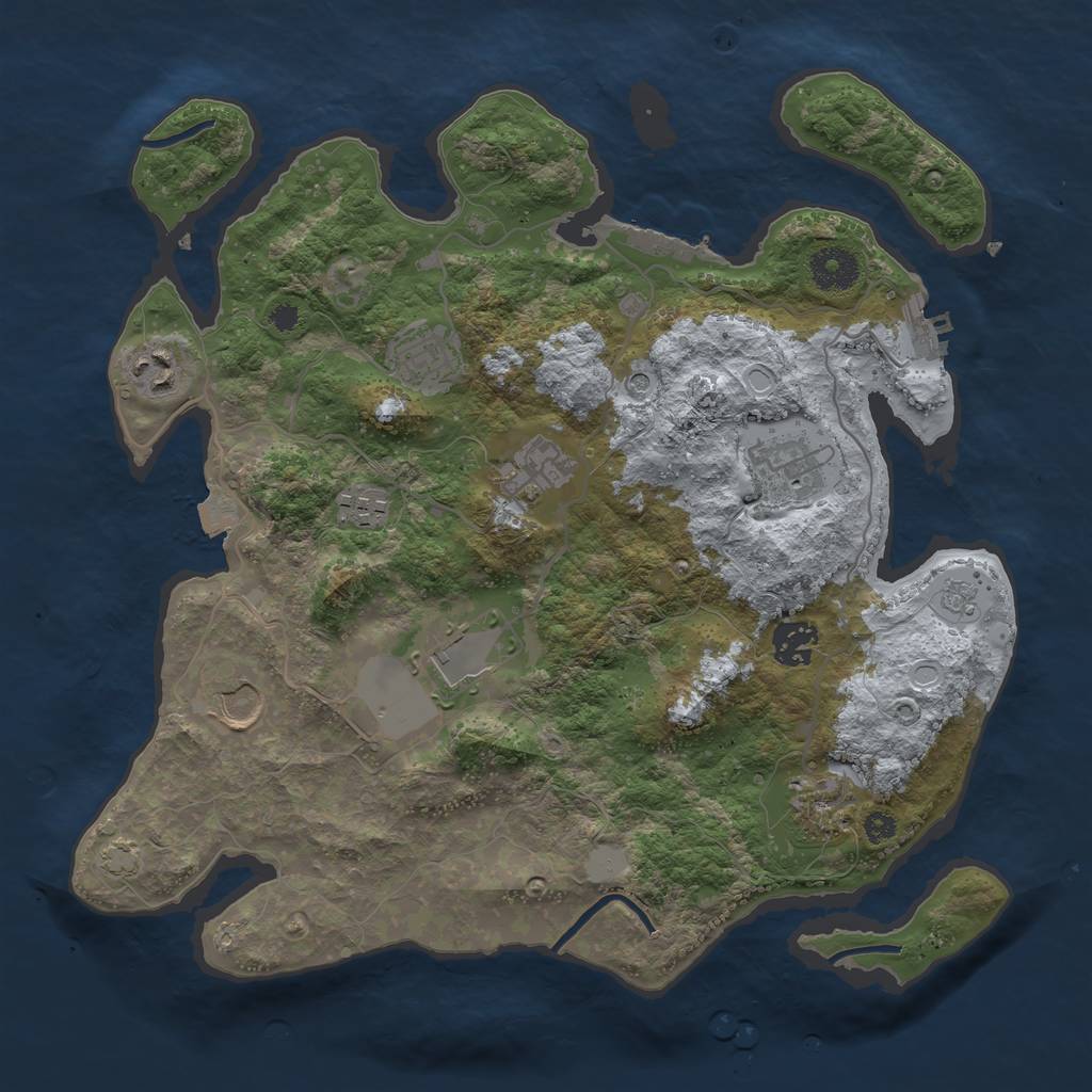 Rust Map: Procedural Map, Size: 3500, Seed: 480540019, 17 Monuments