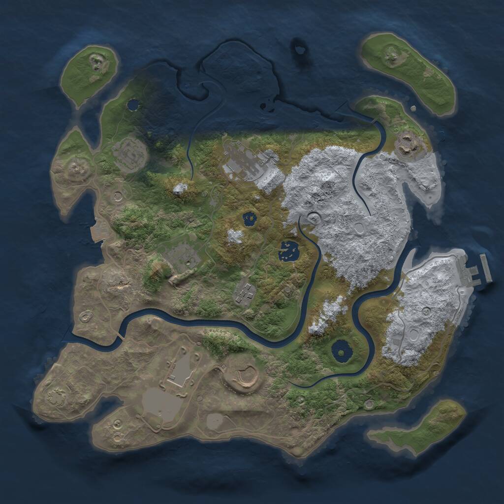 Rust Map: Procedural Map, Size: 3500, Seed: 480540019, 12 Monuments