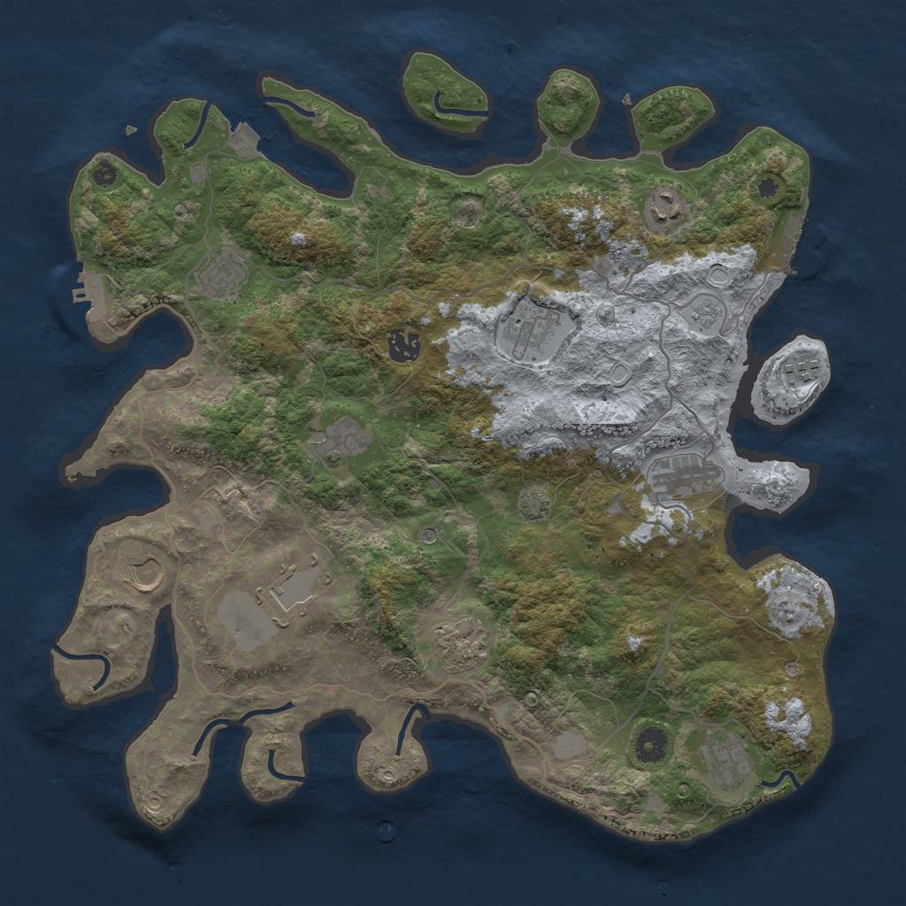 Rust Map: Procedural Map, Size: 4000, Seed: 913334496, 19 Monuments