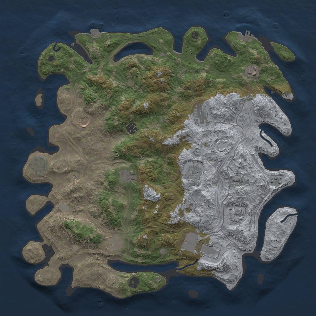 Rust Map: Procedural Map, Size: 4400, Seed: 155035613, 18 Monuments