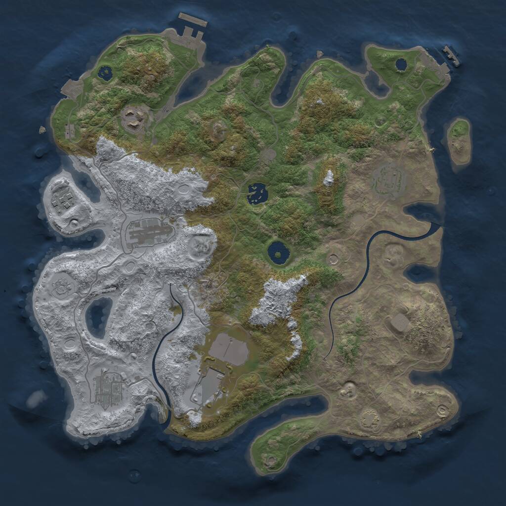 Rust Map: Procedural Map, Size: 3500, Seed: 1453053477, 13 Monuments