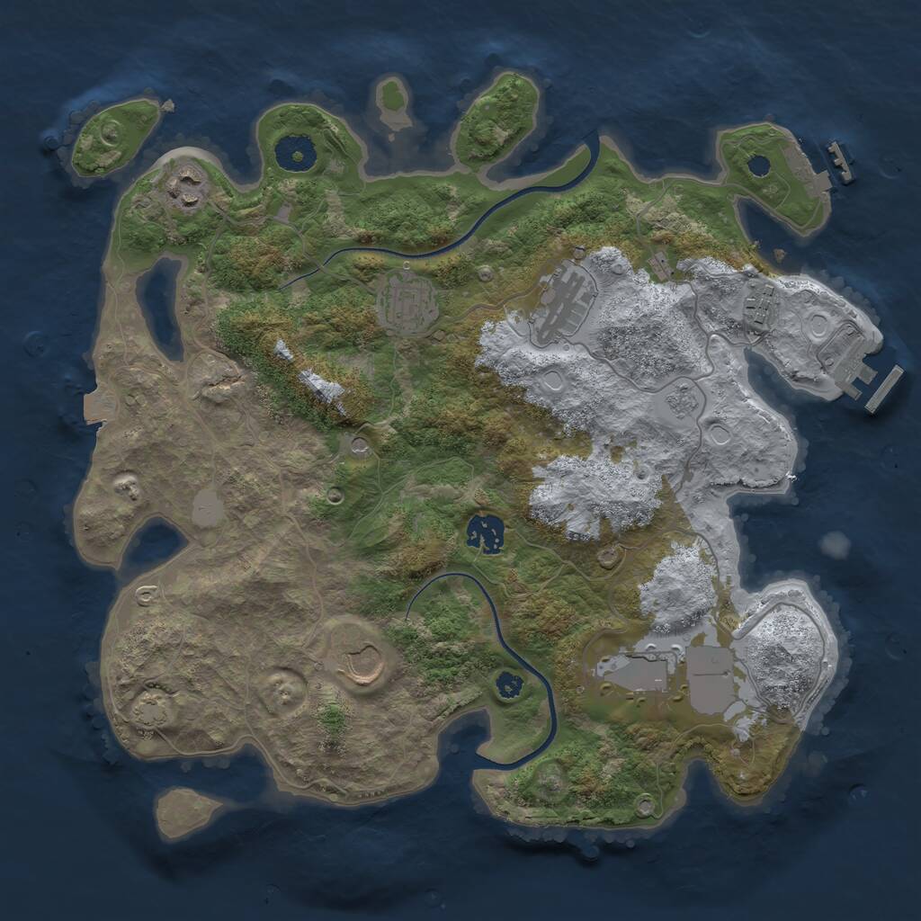 Rust Map: Procedural Map, Size: 3500, Seed: 1384898251, 13 Monuments