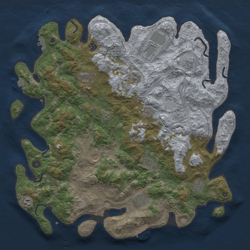 Rust Map: Procedural Map, Size: 4500, Seed: 881902157, 19 Monuments