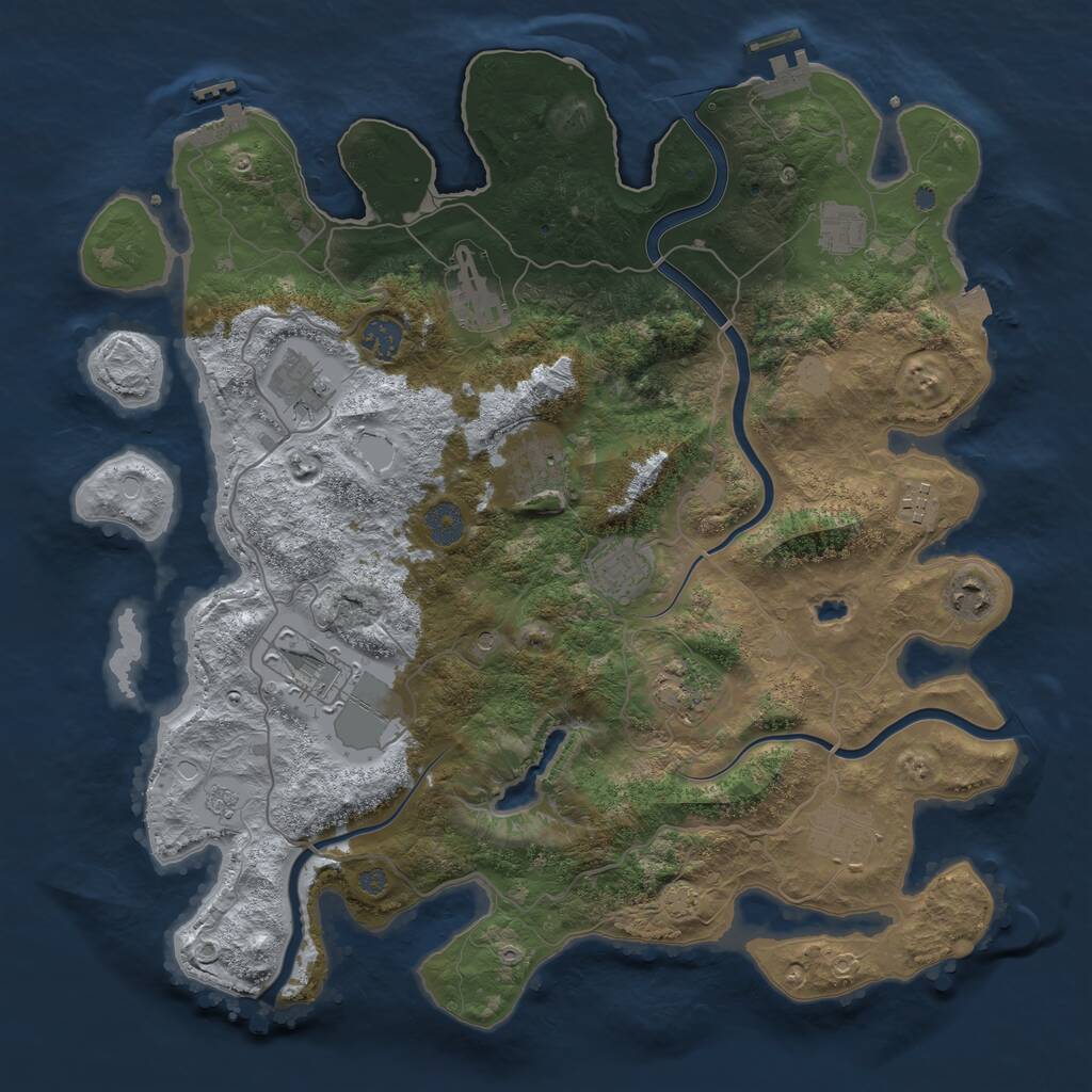 Rust Map: Procedural Map, Size: 4000, Seed: 469314920, 18 Monuments
