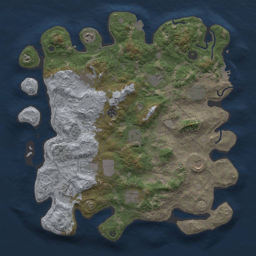 Rust Map: Procedural Map, Size: 4000, Seed: 469314920, 18 Monuments