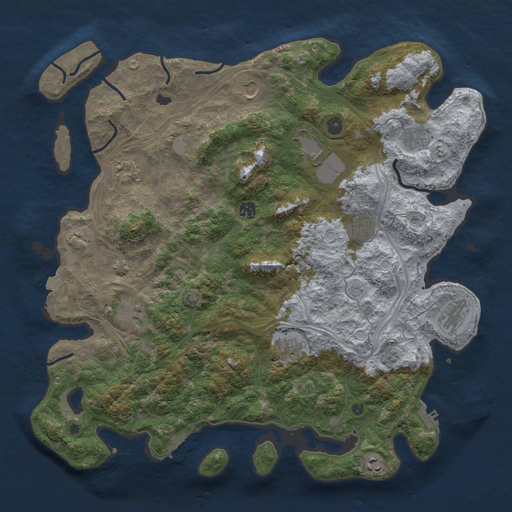Rust Map: Procedural Map, Size: 4500, Seed: 80324, 19 Monuments