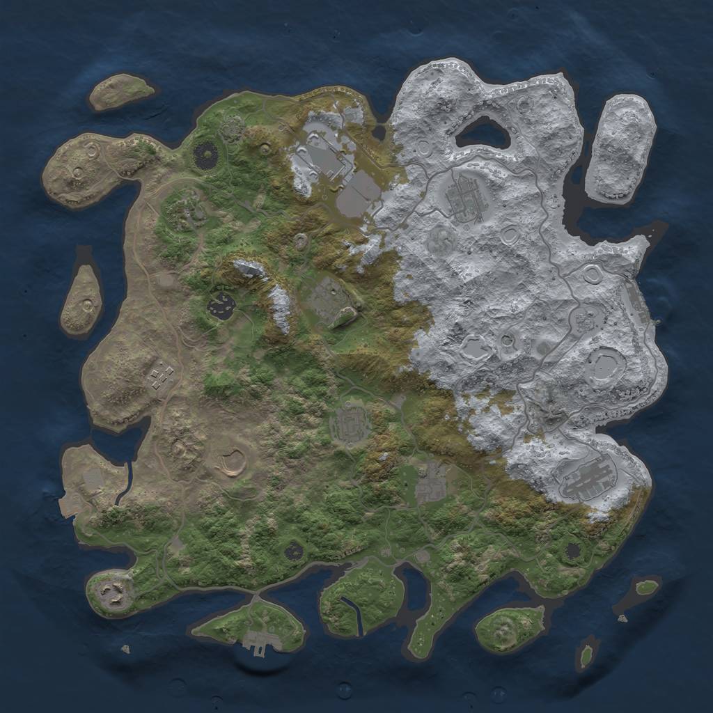 Rust Map: Procedural Map, Size: 4000, Seed: 882838008, 19 Monuments