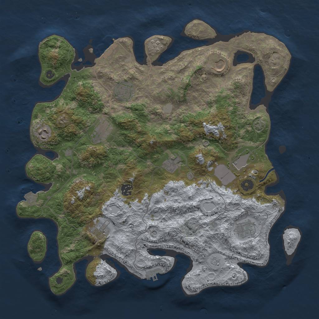 Rust Map: Procedural Map, Size: 3950, Seed: 96317590, 18 Monuments