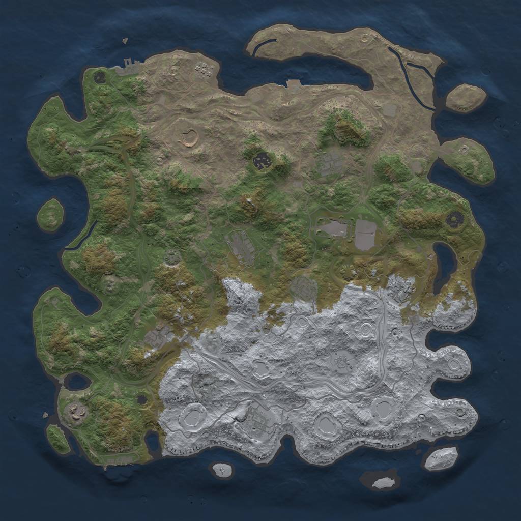 Rust Map: Procedural Map, Size: 4500, Seed: 1730214108, 19 Monuments