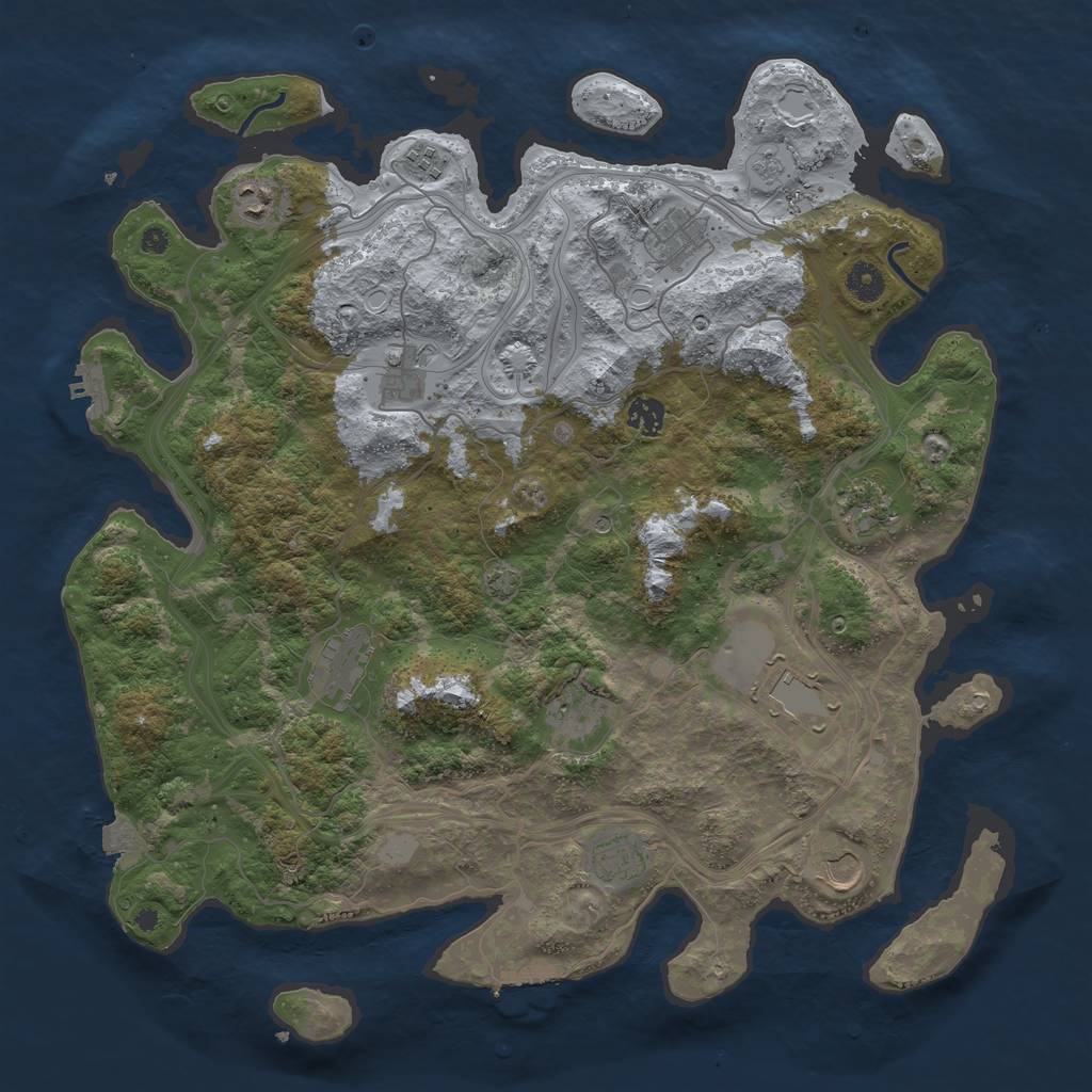 Rust Map: Procedural Map, Size: 4250, Seed: 1180657102, 19 Monuments