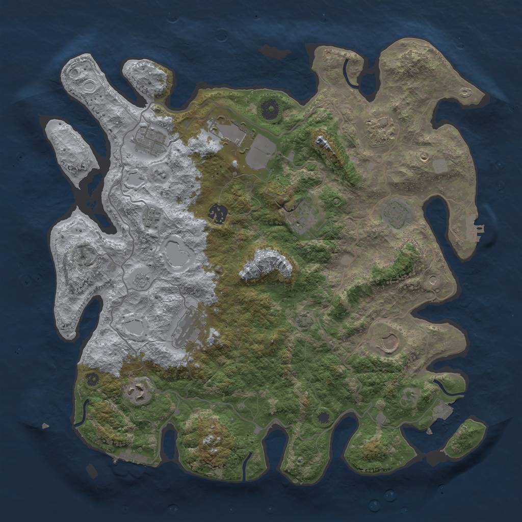 Rust Map: Procedural Map, Size: 4050, Seed: 928729598, 18 Monuments