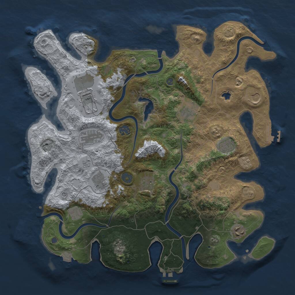 Rust Map: Procedural Map, Size: 4050, Seed: 928729598, 18 Monuments