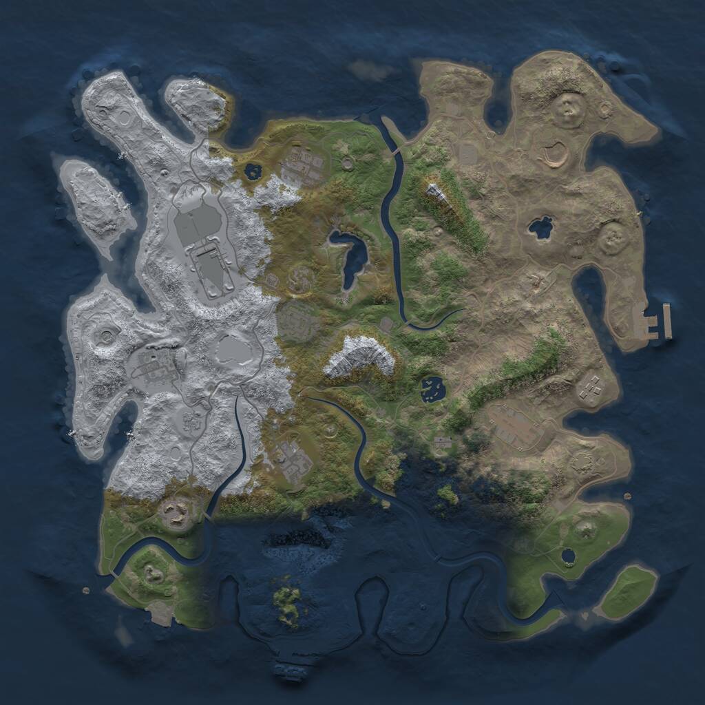 Rust Map: Procedural Map, Size: 4050, Seed: 928729598, 16 Monuments