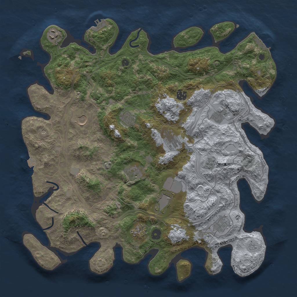 Rust Map: Procedural Map, Size: 4250, Seed: 575248104, 19 Monuments