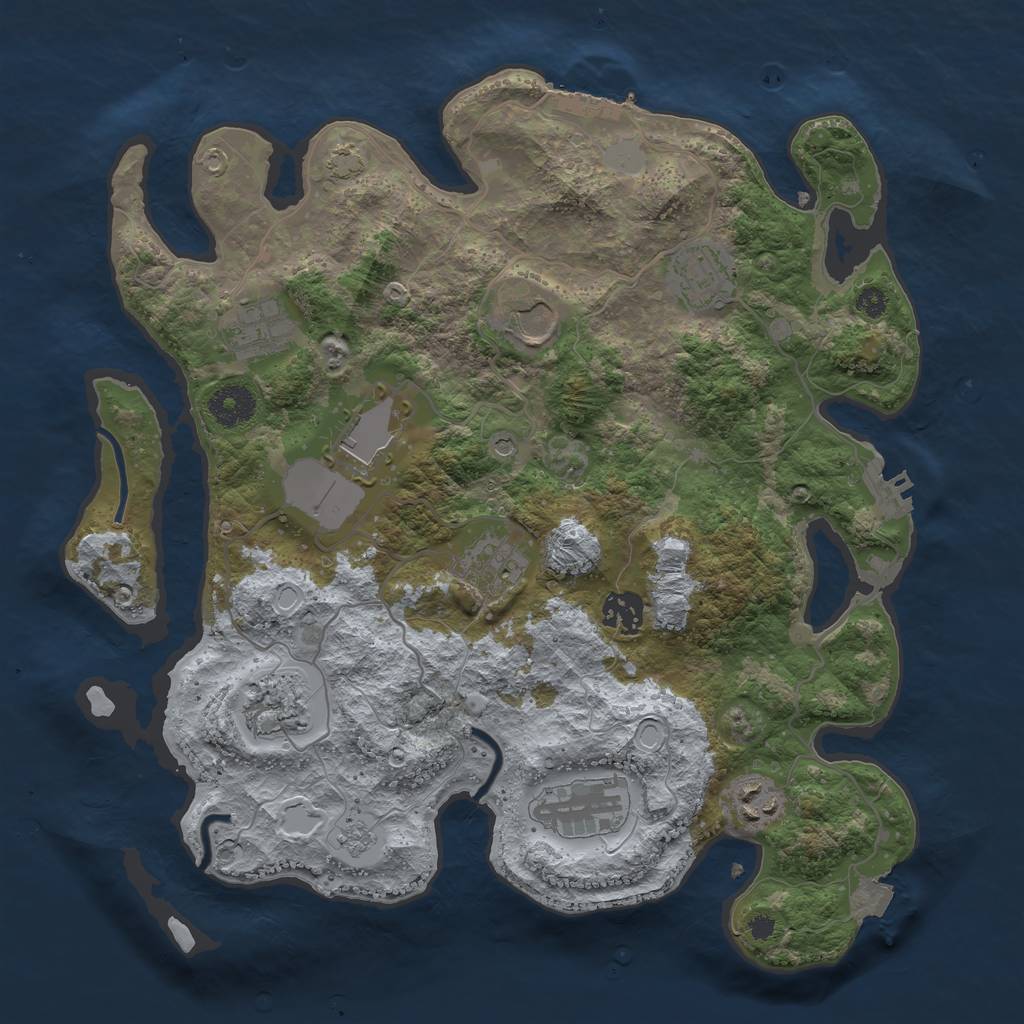 Rust Map: Procedural Map, Size: 3500, Seed: 329301244, 17 Monuments