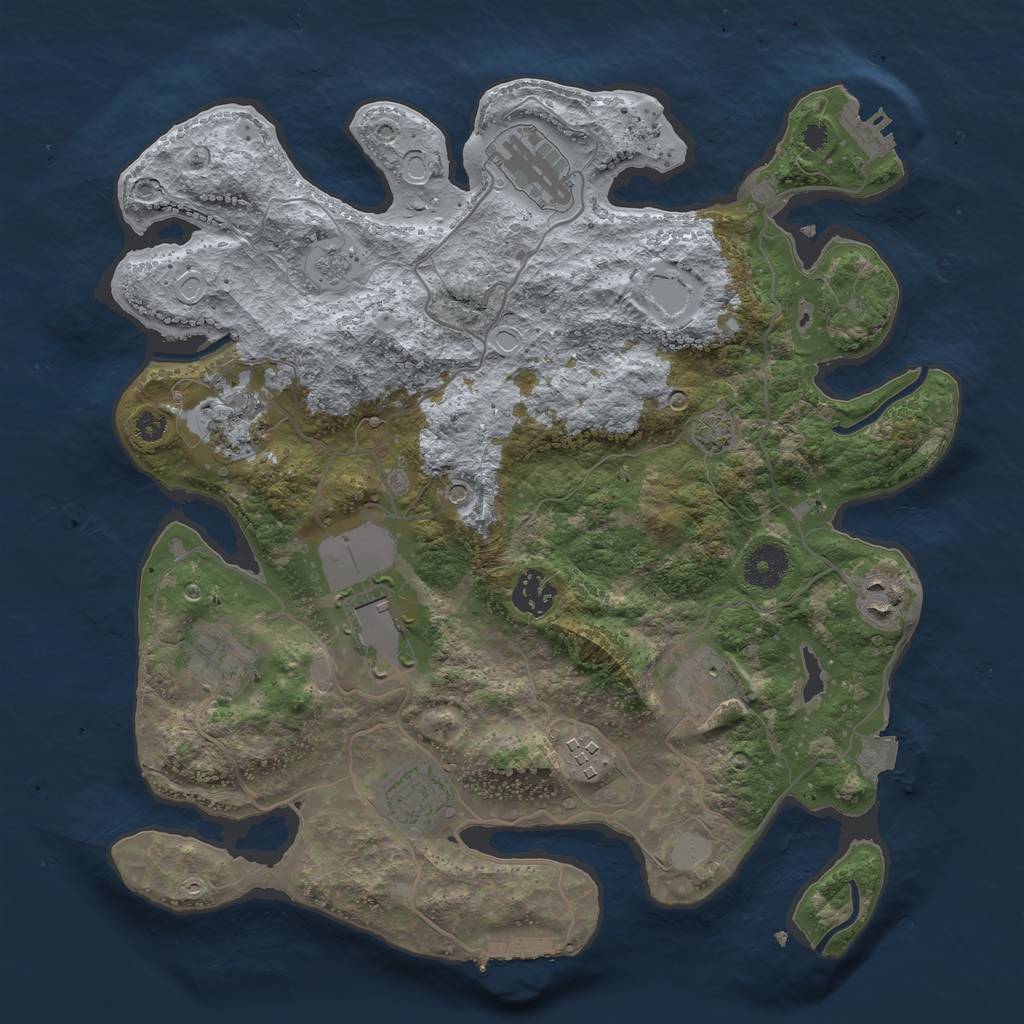 Rust Map: Procedural Map, Size: 3500, Seed: 895259303, 17 Monuments