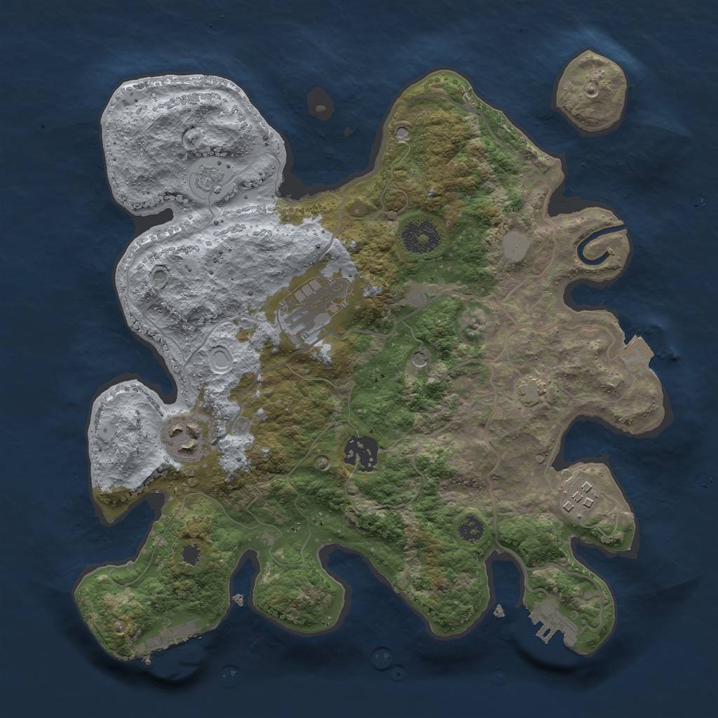 Rust Map: Procedural Map, Size: 3000, Seed: 825452673, 12 Monuments