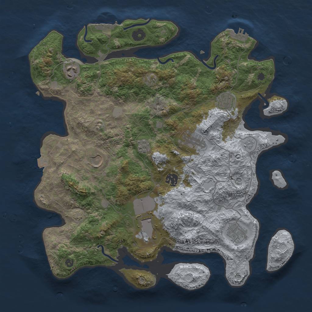 Rust Map: Procedural Map, Size: 3700, Seed: 1088891646, 16 Monuments