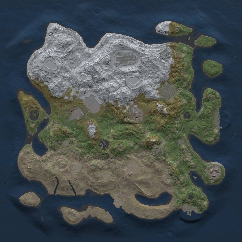 Rust Map: Procedural Map, Size: 3500, Seed: 292801239, 16 Monuments