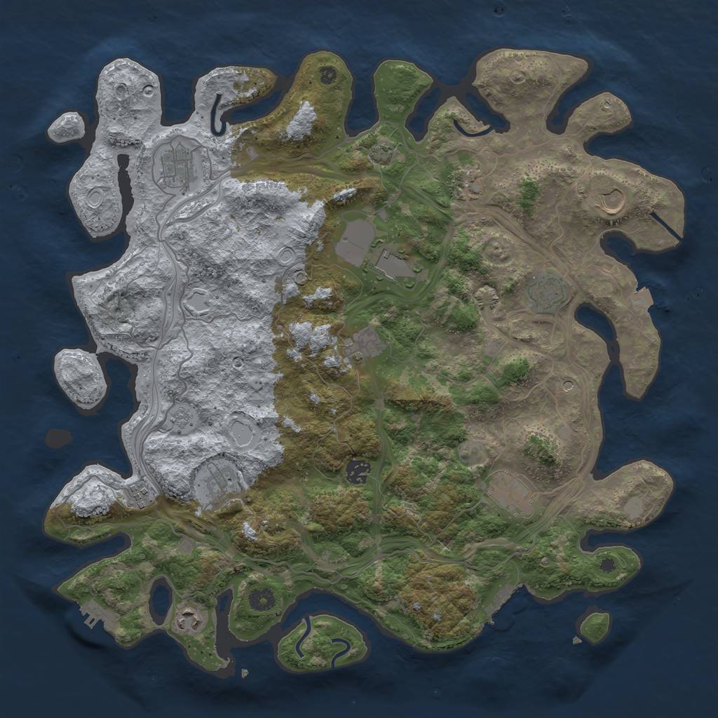 Rust Map: Procedural Map, Size: 4250, Seed: 863627042, 19 Monuments