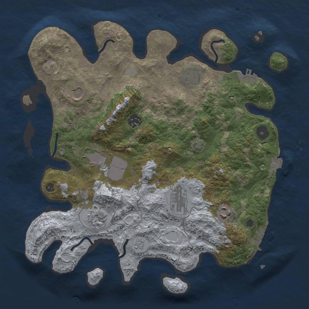 Rust Map: Procedural Map, Size: 3500, Seed: 1721363, 15 Monuments