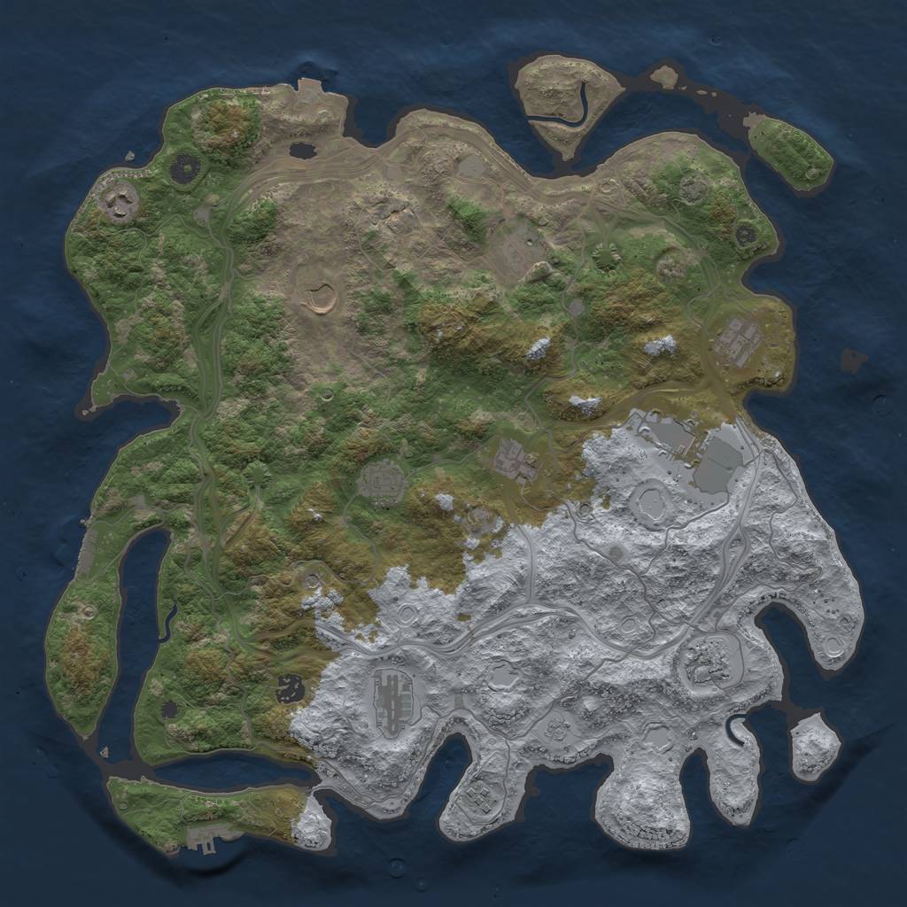 Rust Map: Procedural Map, Size: 4500, Seed: 774921488, 19 Monuments