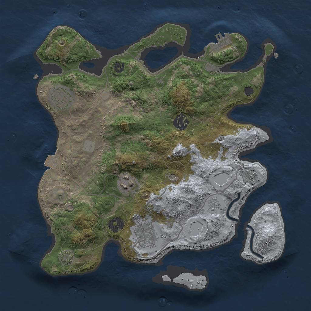 Rust Map: Procedural Map, Size: 3000, Seed: 1333339965, 12 Monuments