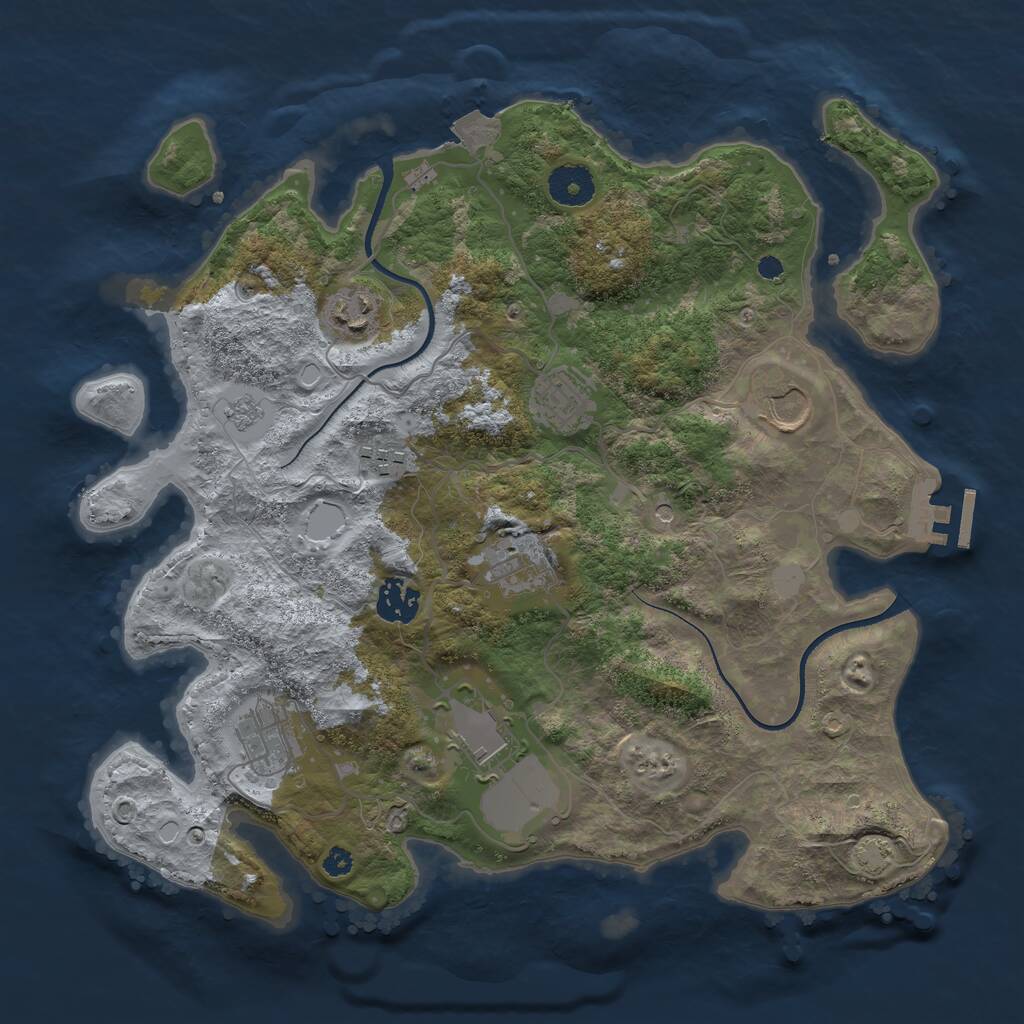 Rust Map: Procedural Map, Size: 3500, Seed: 626954697, 13 Monuments