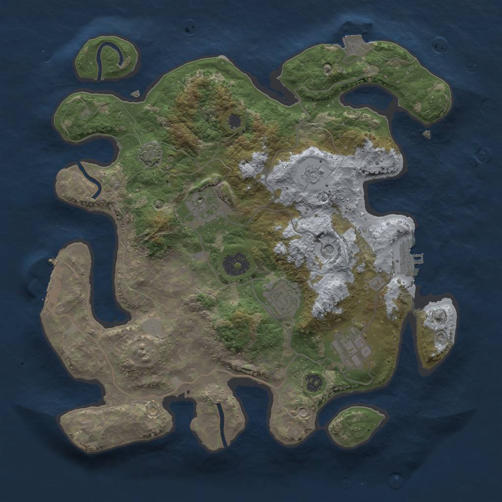 Rust Map: Procedural Map, Size: 3000, Seed: 1645715228, 11 Monuments