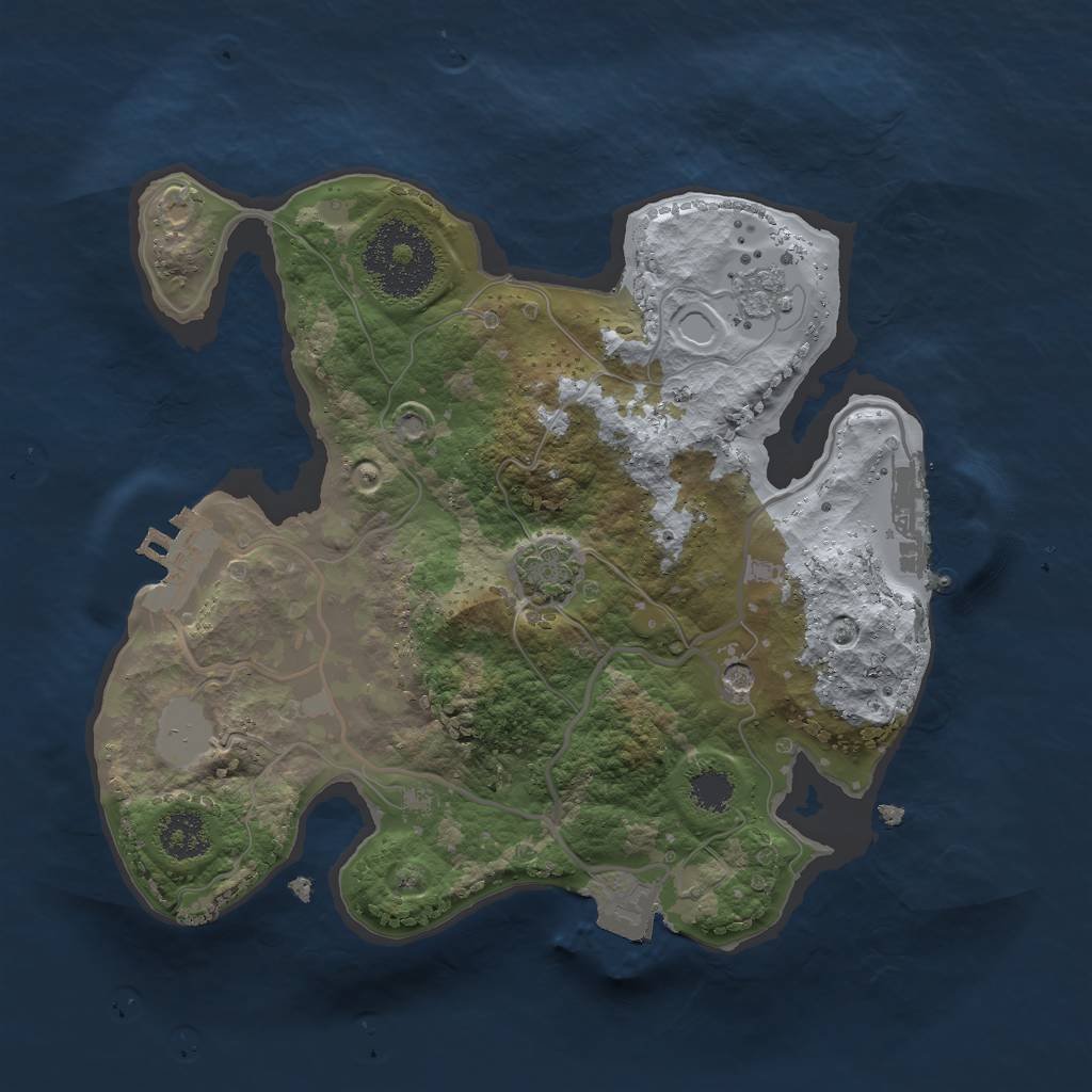 Rust Map: Procedural Map, Size: 2250, Seed: 991664, 8 Monuments