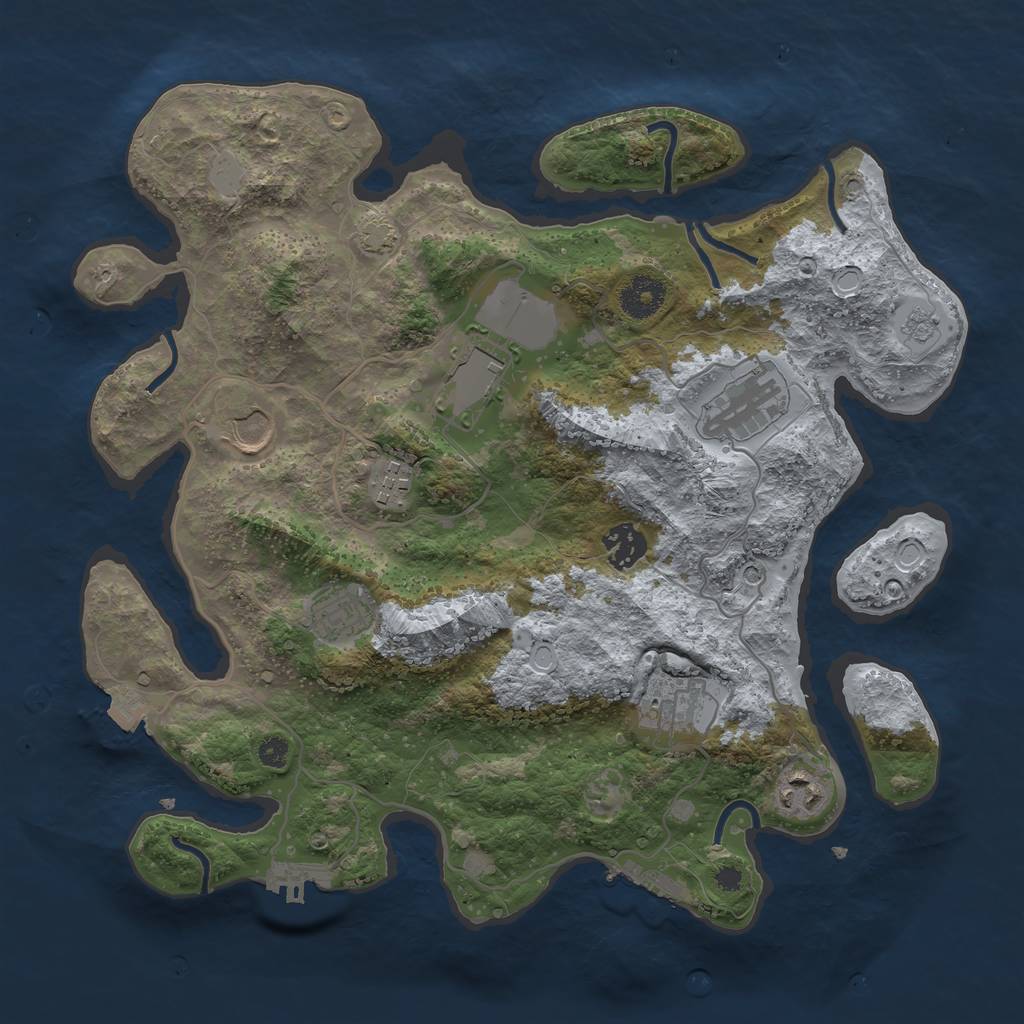 Rust Map: Procedural Map, Size: 3500, Seed: 857826436, 16 Monuments