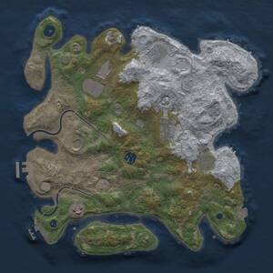 Thumbnail Rust Map: Procedural Map, Size: 3500, Seed: 230070900, 14 Monuments