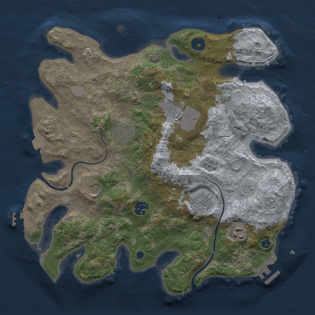 Rust Map: Procedural Map, Size: 3500, Seed: 1079587532, 13 Monuments