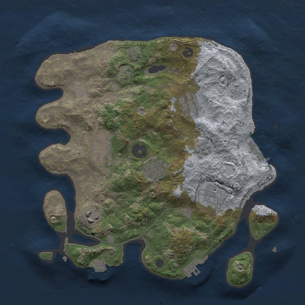 Rust Map: Procedural Map, Size: 3000, Seed: 1350935225, 13 Monuments
