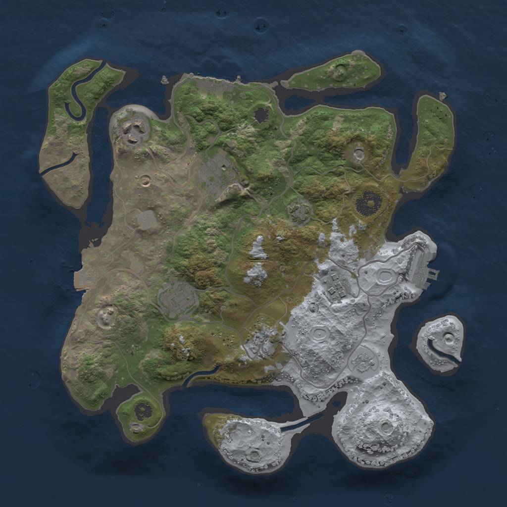 Rust Map: Procedural Map, Size: 3000, Seed: 1937015991, 13 Monuments