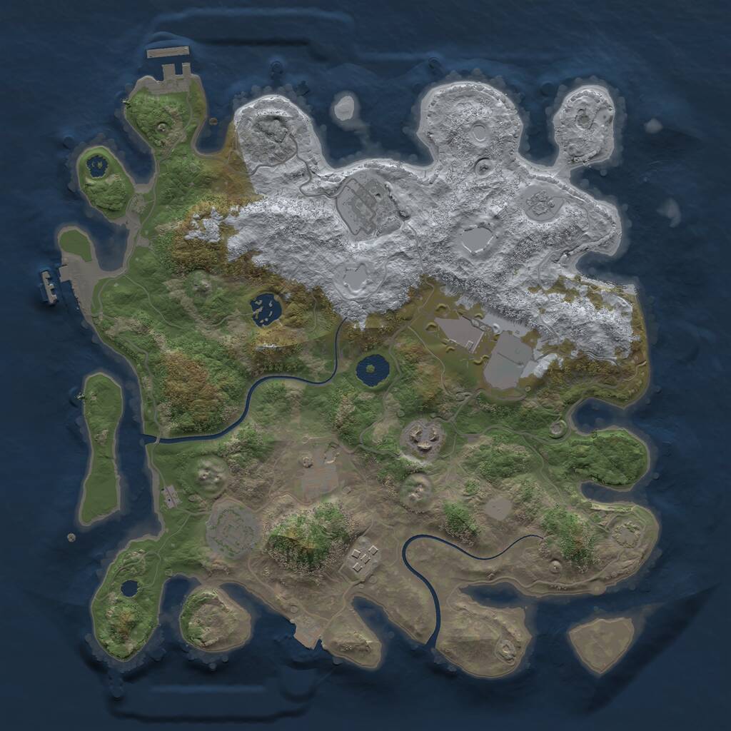 Rust Map: Procedural Map, Size: 3500, Seed: 1387809925, 12 Monuments