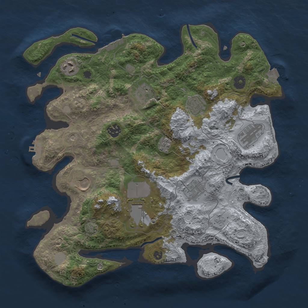 Rust Map: Procedural Map, Size: 3500, Seed: 2197023, 17 Monuments