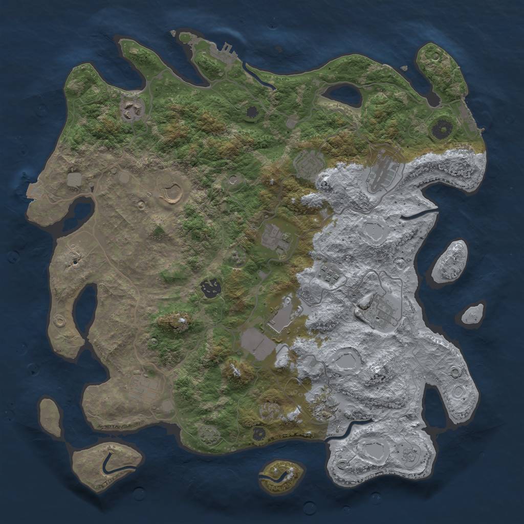 Rust Map: Procedural Map, Size: 4000, Seed: 745645, 19 Monuments
