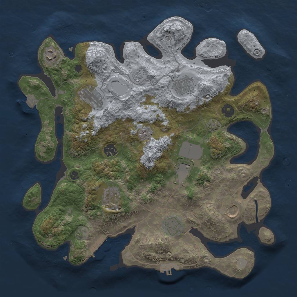 Rust Map: Procedural Map, Size: 3500, Seed: 4124, 17 Monuments