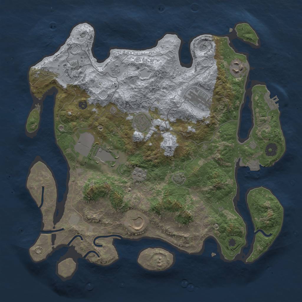 Rust Map: Procedural Map, Size: 3500, Seed: 2043164905, 14 Monuments