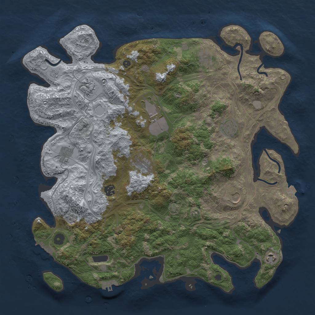 Rust Map: Procedural Map, Size: 4250, Seed: 249853971, 18 Monuments