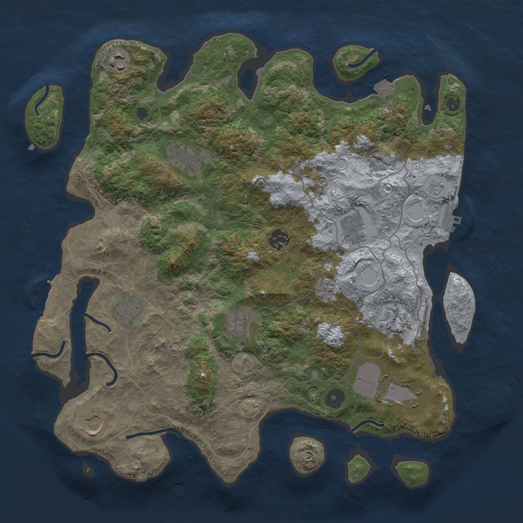 Rust Map: Procedural Map, Size: 4000, Seed: 4975216, 18 Monuments