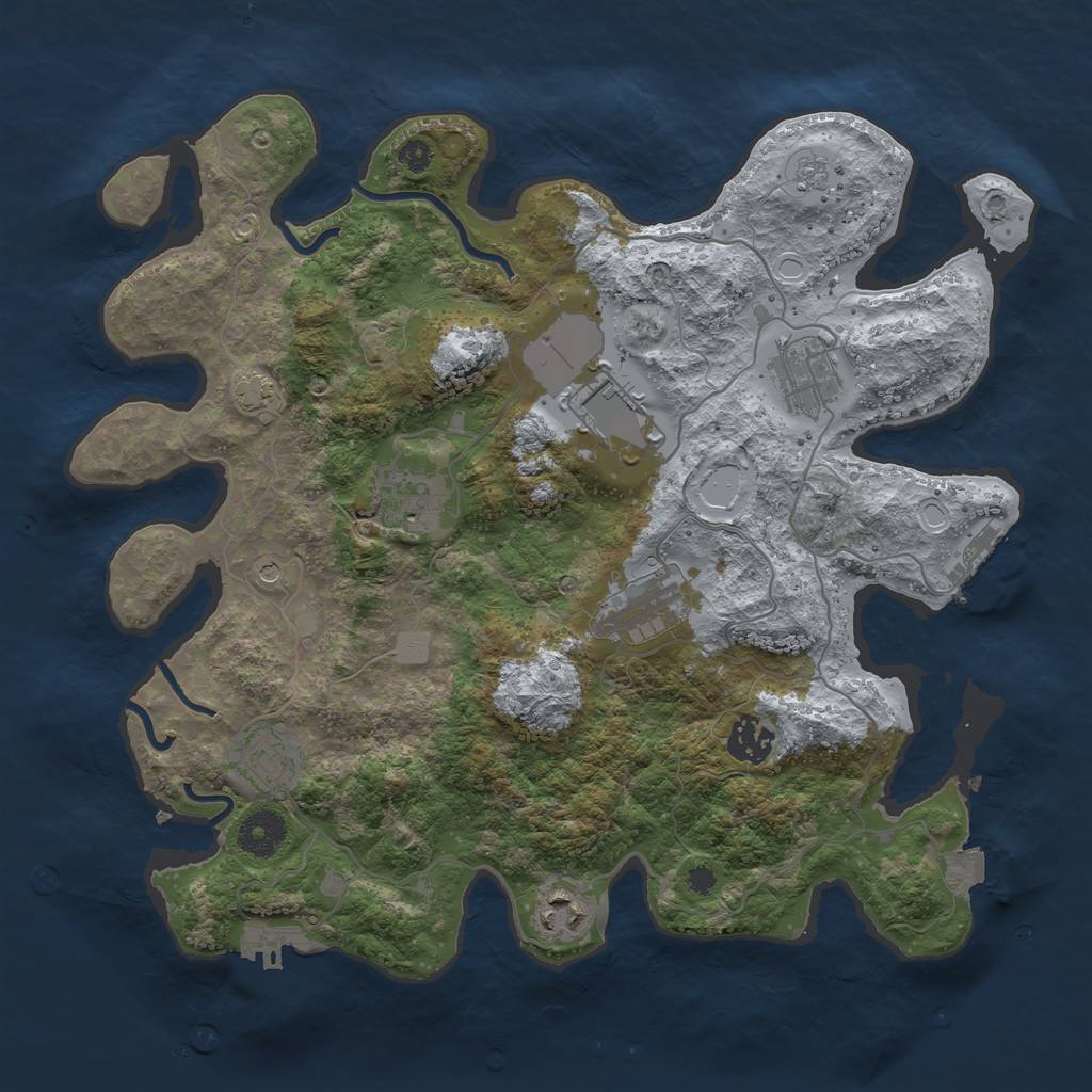 Rust Map: Procedural Map, Size: 3500, Seed: 39863, 15 Monuments