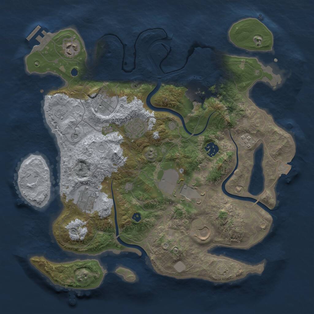 Rust Map: Procedural Map, Size: 3500, Seed: 1201182948, 14 Monuments