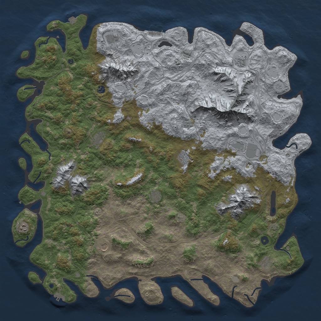 Rust Map: Procedural Map, Size: 6000, Seed: 1853061811, 19 Monuments