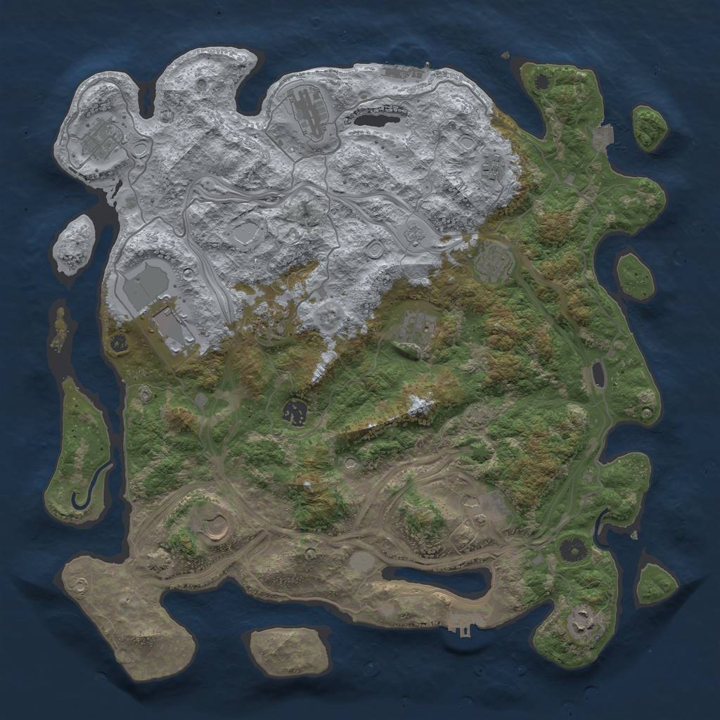 Rust Map: Procedural Map, Size: 4250, Seed: 884323, 19 Monuments