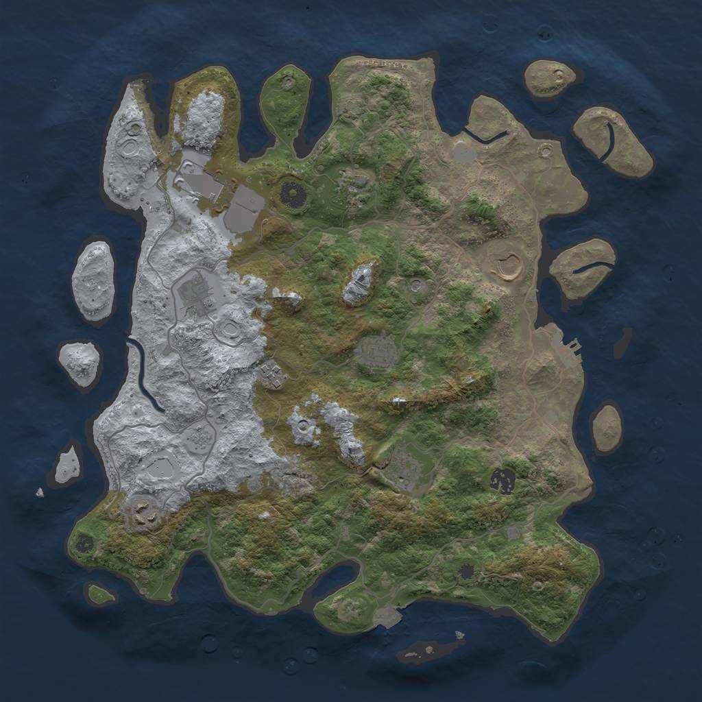 Rust Map: Procedural Map, Size: 4000, Seed: 939444476, 16 Monuments
